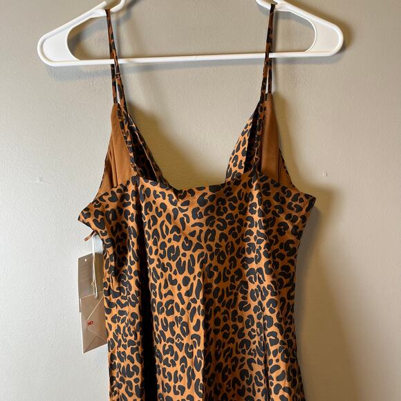 Good American Women's Leopard Slip Dress Chai Leopard Size 4 (XL) New - Picture 3 of 8